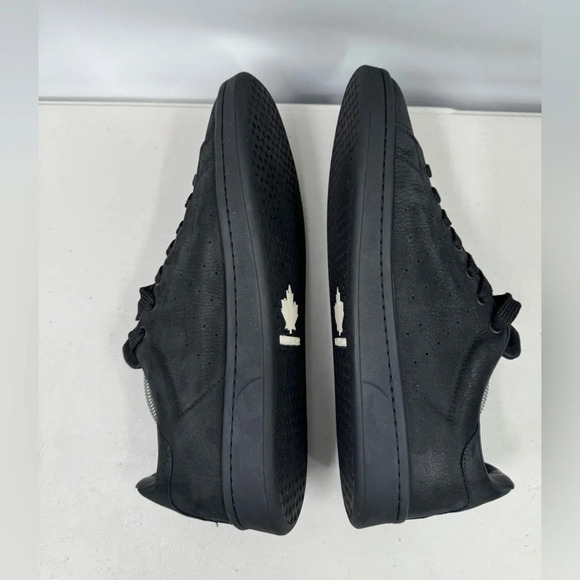 Dsquared2 Mens Black Soft Leather Low-top Sneakers Size 44 - Picture 6 of 8